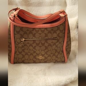 Coach Dark Brown Shoulder Bag with Gold Hardware